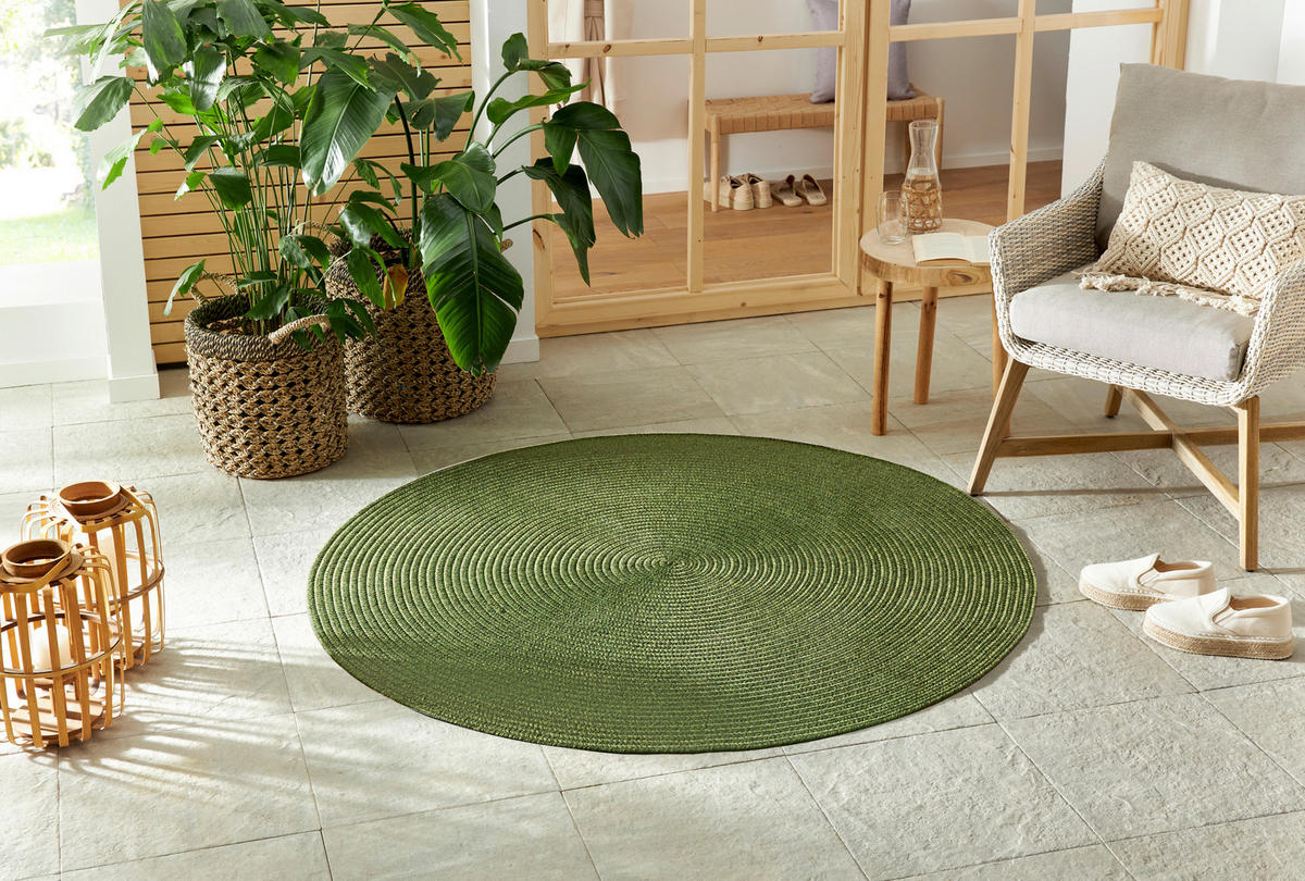 OUTDOORTEPPICH 200 cm Braided Smaragdgrün  - Smaragdgrün, Basics, Kunststoff (200cm)