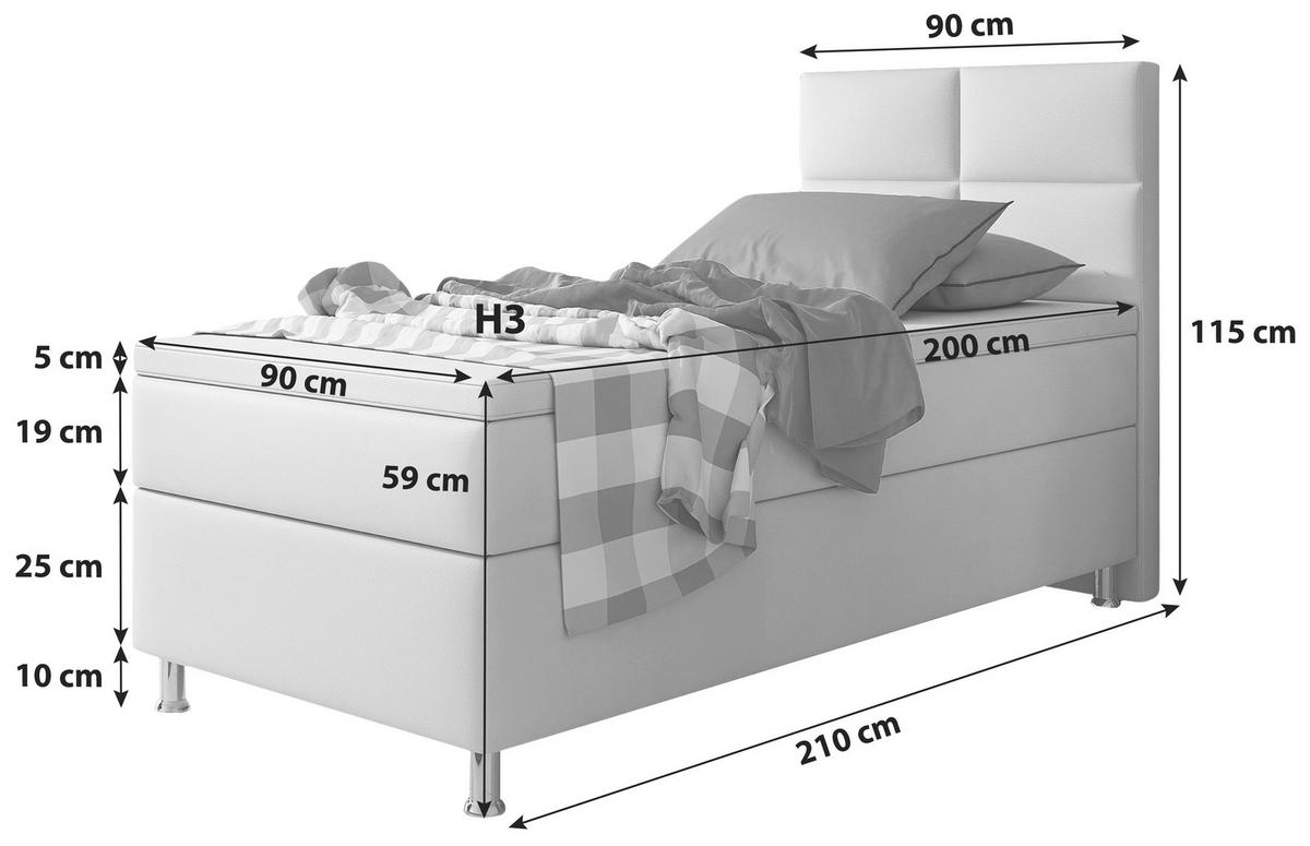 BOXSPRINGBETT  in Schwarz  - Silberfarben/Schwarz, KONVENTIONELL, Leder/Textil (90/115/210cm) - MID.YOU