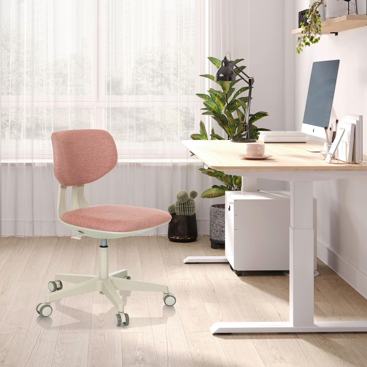 OTOČNÁ ŽIDLE PRO MLÁDEŽ, struktura, růžová - růžová/šedobílá, Moderní, textil/plast (51/72 - 87/51cm) - MID.YOU