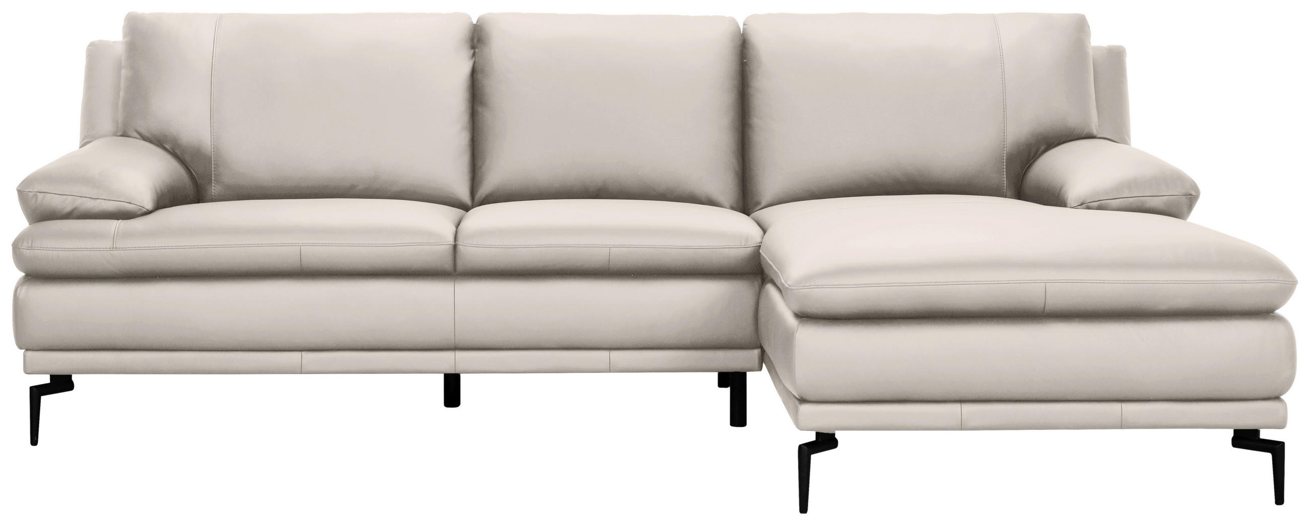 ECKSOFA Weiß Echtleder  - Schwarz/Weiß, Design, Leder (248/158cm) - MID.YOU
