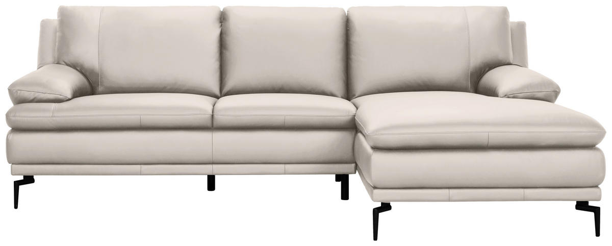 ECKSOFA Weiß Echtleder  - Schwarz/Weiß, Design, Leder (248/158cm) - MID.YOU