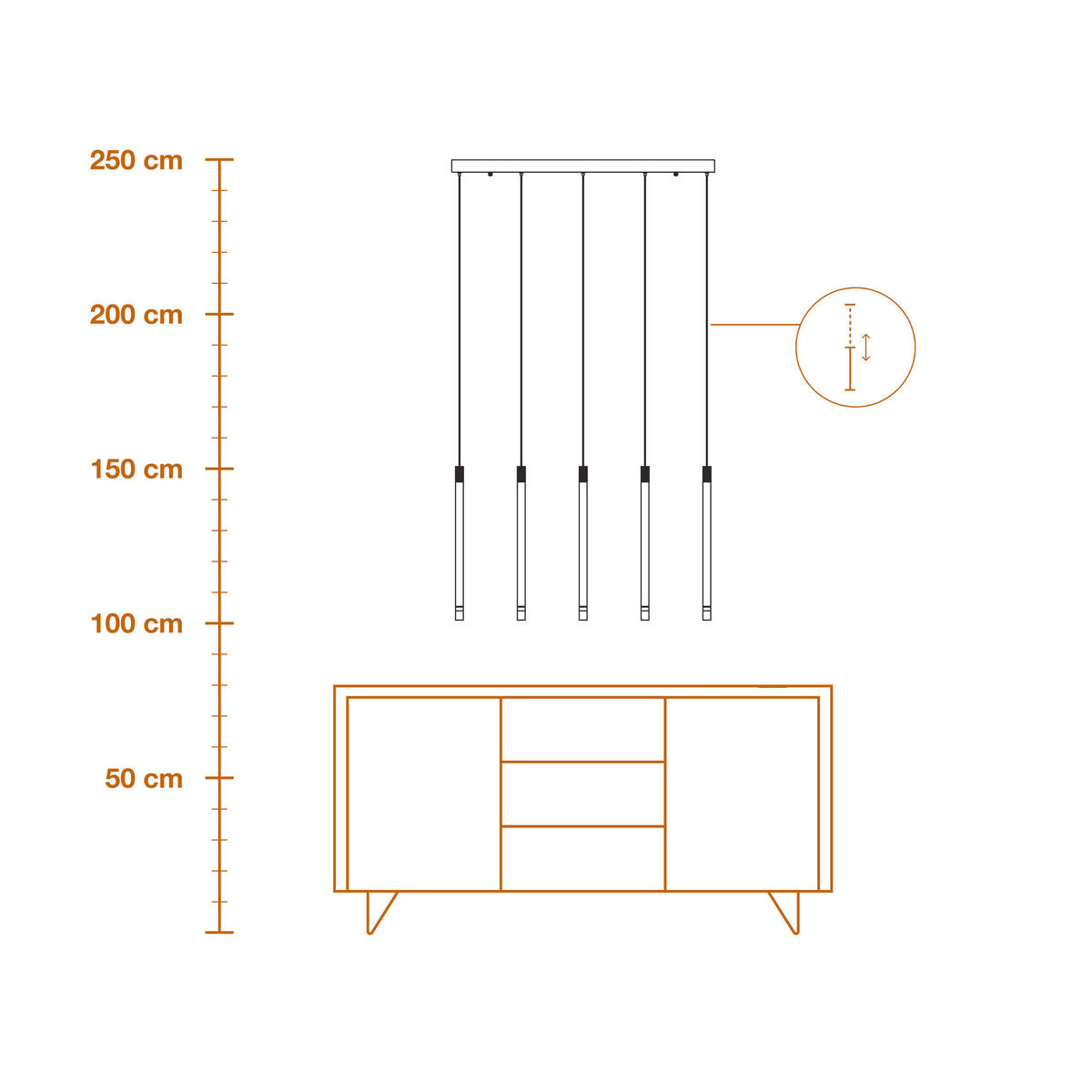 LED-PENDELLEUCHTE 85/8/150 cm  - Schwarz, Design, Kunststoff/Metall (85/8/150cm) - Osram