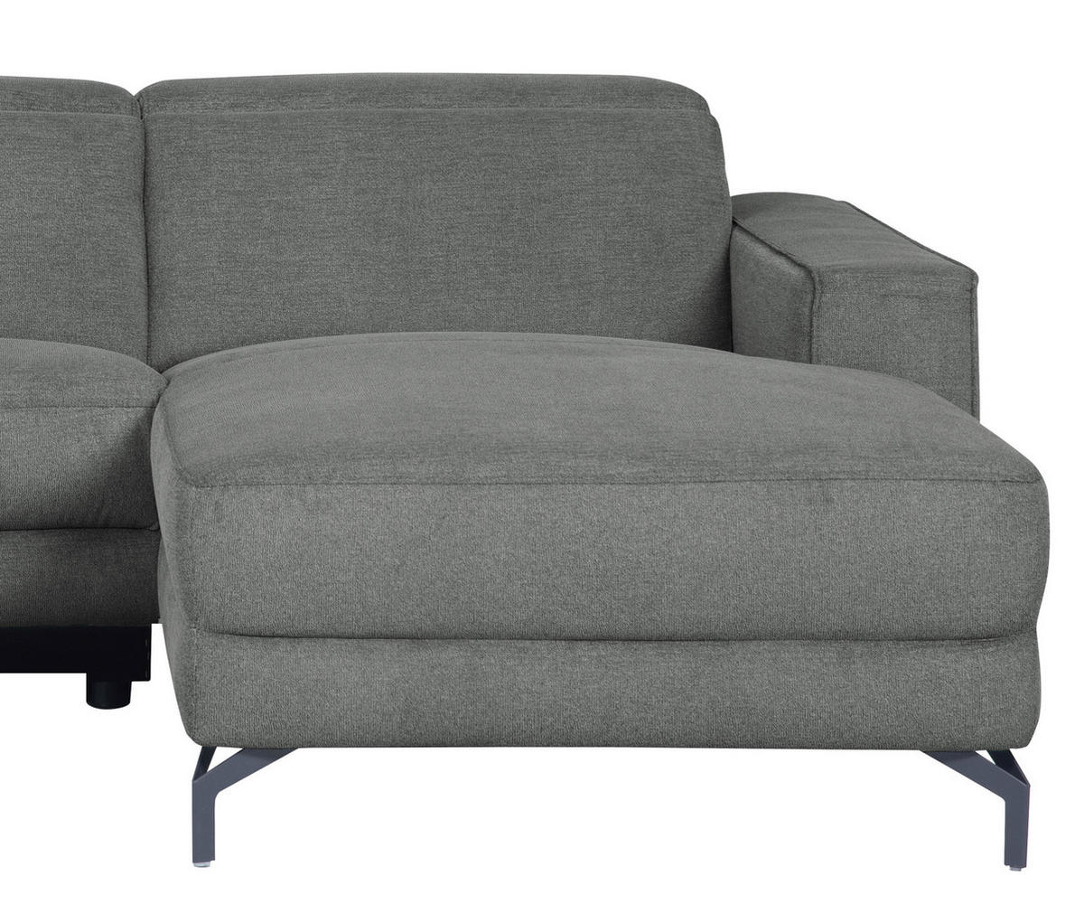 ECKSOFA Grau Webstoff  - Schwarz/Grau, Design, Textil/Metall (278/176cm) - Livetastic