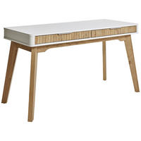 SCHREIBTISCH 140/59/76 cm  in Weiß, Eichefarben  - Eichefarben/Silberfarben, MODERN, Holzwerkstoff/Metall (140/59/76cm)