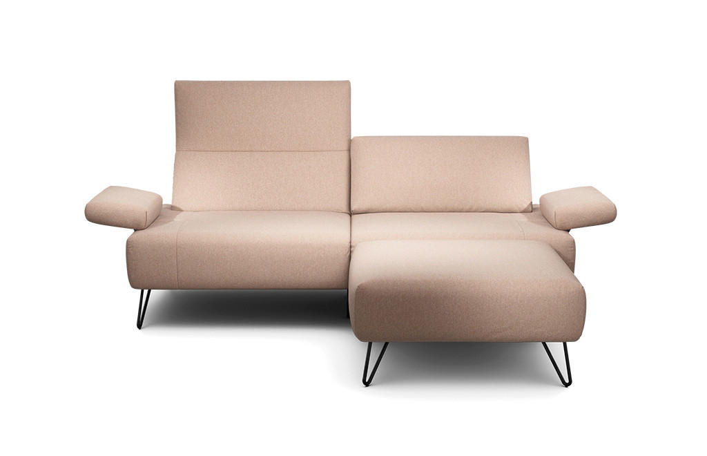 2,5-SITZER Chenille Rosa  - Schwarz/Rosa, Design, Textil/Metall (204-234/85/86-94cm) - SENSOO