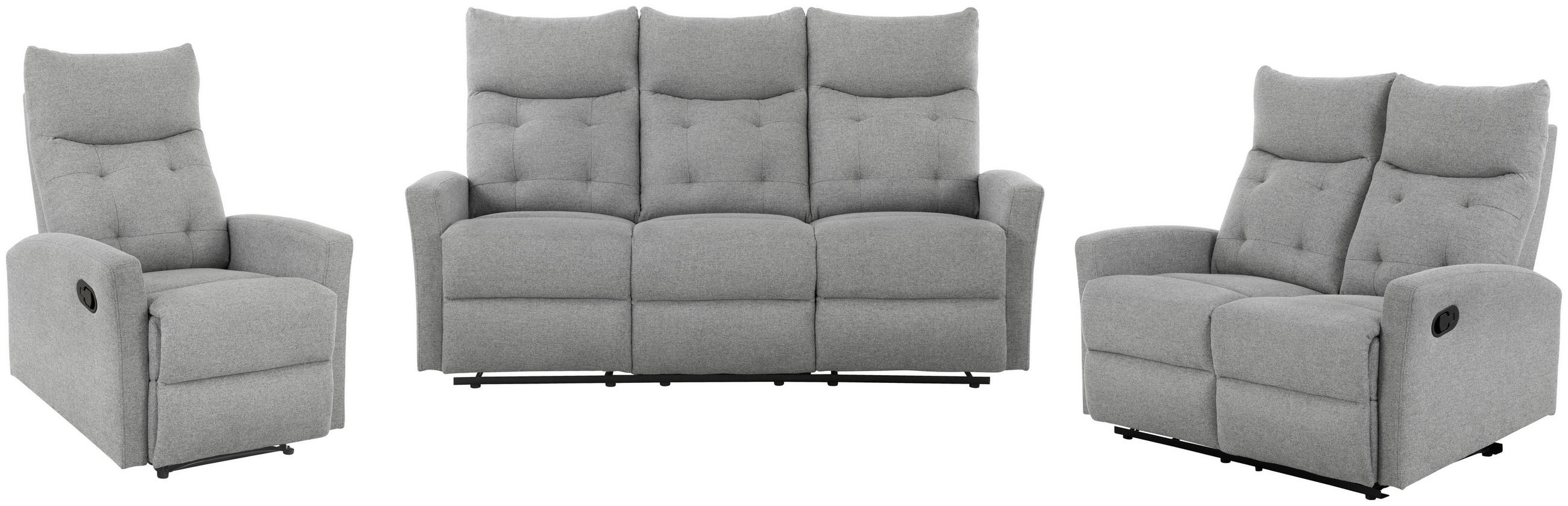 SITZGARNITUR Mikrofaser Grau  - Schwarz/Grau, Design, Textil/Metall - Livetastic