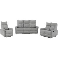 SITZGARNITUR Mikrofaser Grau  - Schwarz/Grau, Design, Textil/Metall - Livetastic