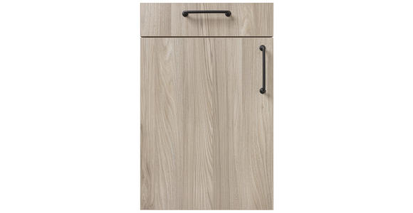 EINBAUKÜCHE   - Eichefarben/Schwarz, Design, Holzwerkstoff - Novel