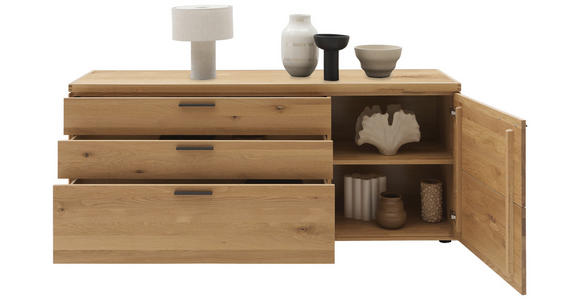KOMMODE in 181,9/74,5/45,2 cm - Wildeiche/Schwarz, Design, Holz/Metall (181,9/74,5/45,2cm) - Valnatura