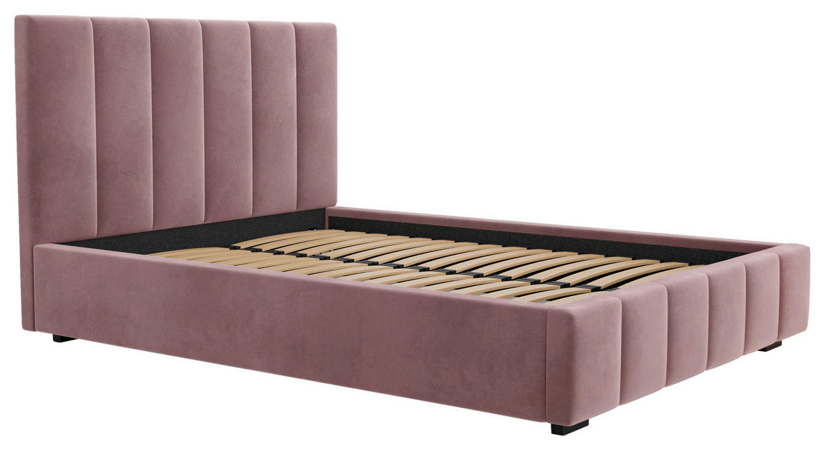 POLSTERBETT Lattenrost, Bettkasten 160/200 cm  in Rosa  - Schwarz/Rosa, Design, Holz/Kunststoff (160/200cm) - Boxxx