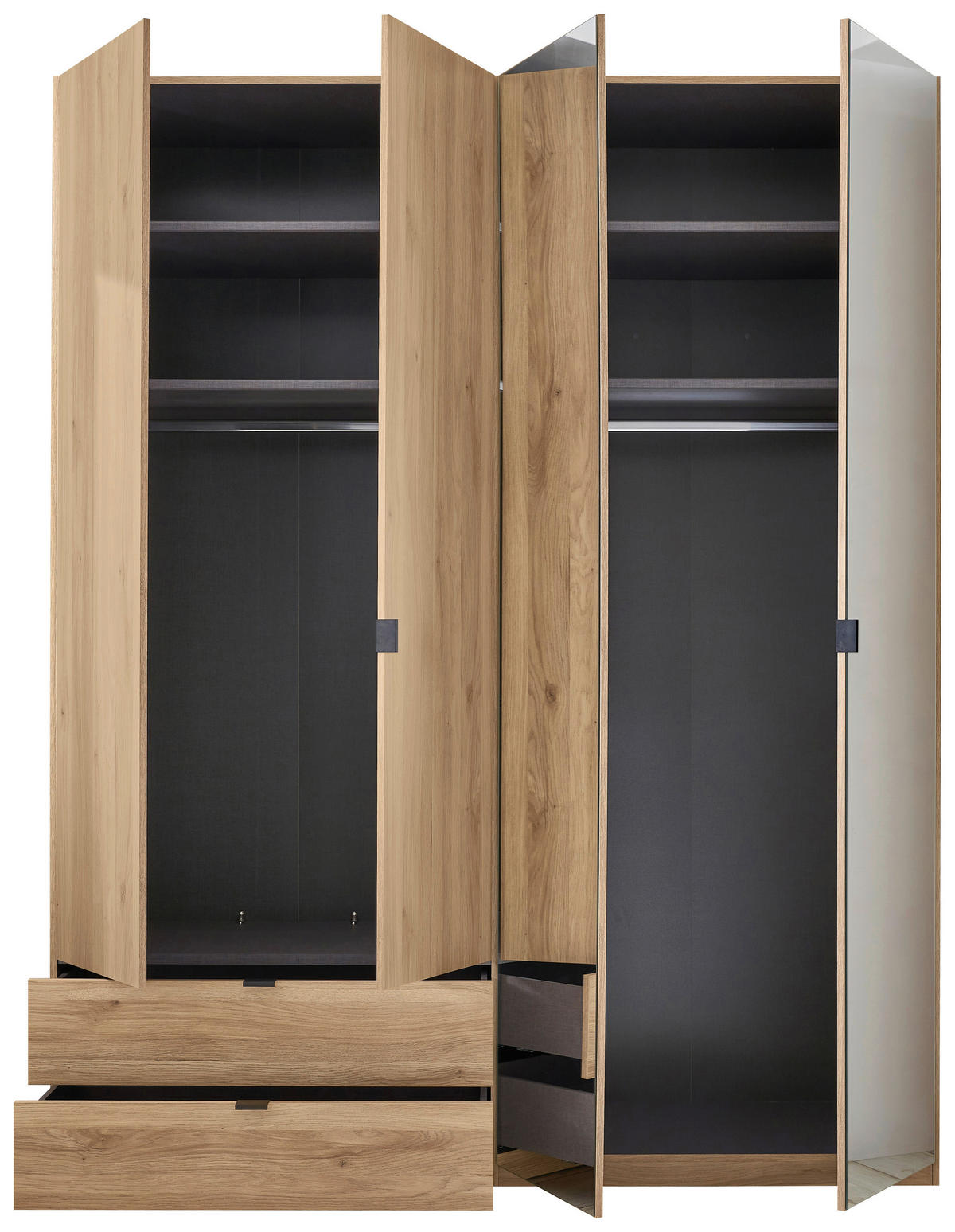 DREHTÜRENSCHRANK  in Eichefarben  - Eichefarben/Schwarz, KONVENTIONELL, Glas/Holzwerkstoff (180/225,5/57cm) - Xora