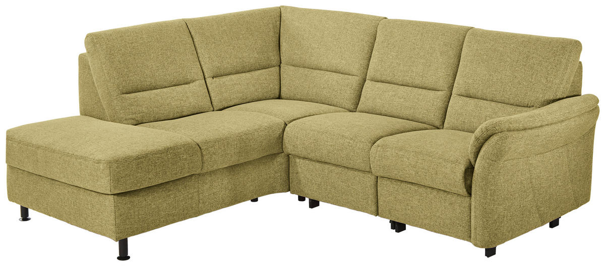 ECKSOFA in Flachgewebe Limette  - Limette/Schwarz, Modern, Textil/Metall (203/227cm) - Beldomo System