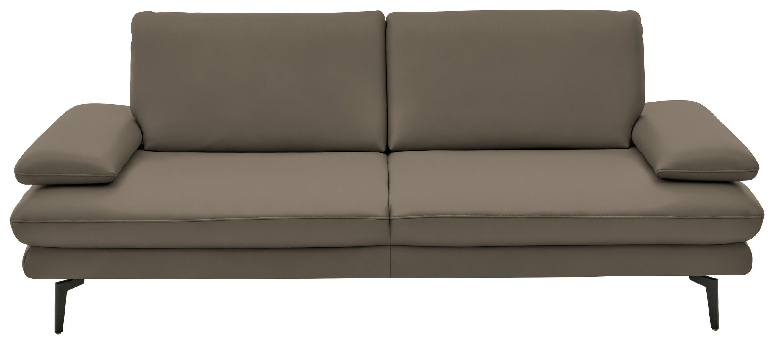 3-SITZER-SOFA in Leder Greige  - Greige/Schwarz, Design, Leder/Metall (222/86/104cm) - Dieter Knoll
