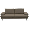 3-SITZER-SOFA in Leder Greige  - Greige/Schwarz, Design, Leder/Metall (222/86/104cm) - Dieter Knoll