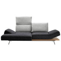 ECKSOFA in Flachgewebe Grau, Hellgrau  132/240 cm  - Chromfarben/Hellgrau, Design, Holz/Textil (132/240cm) - Koinor