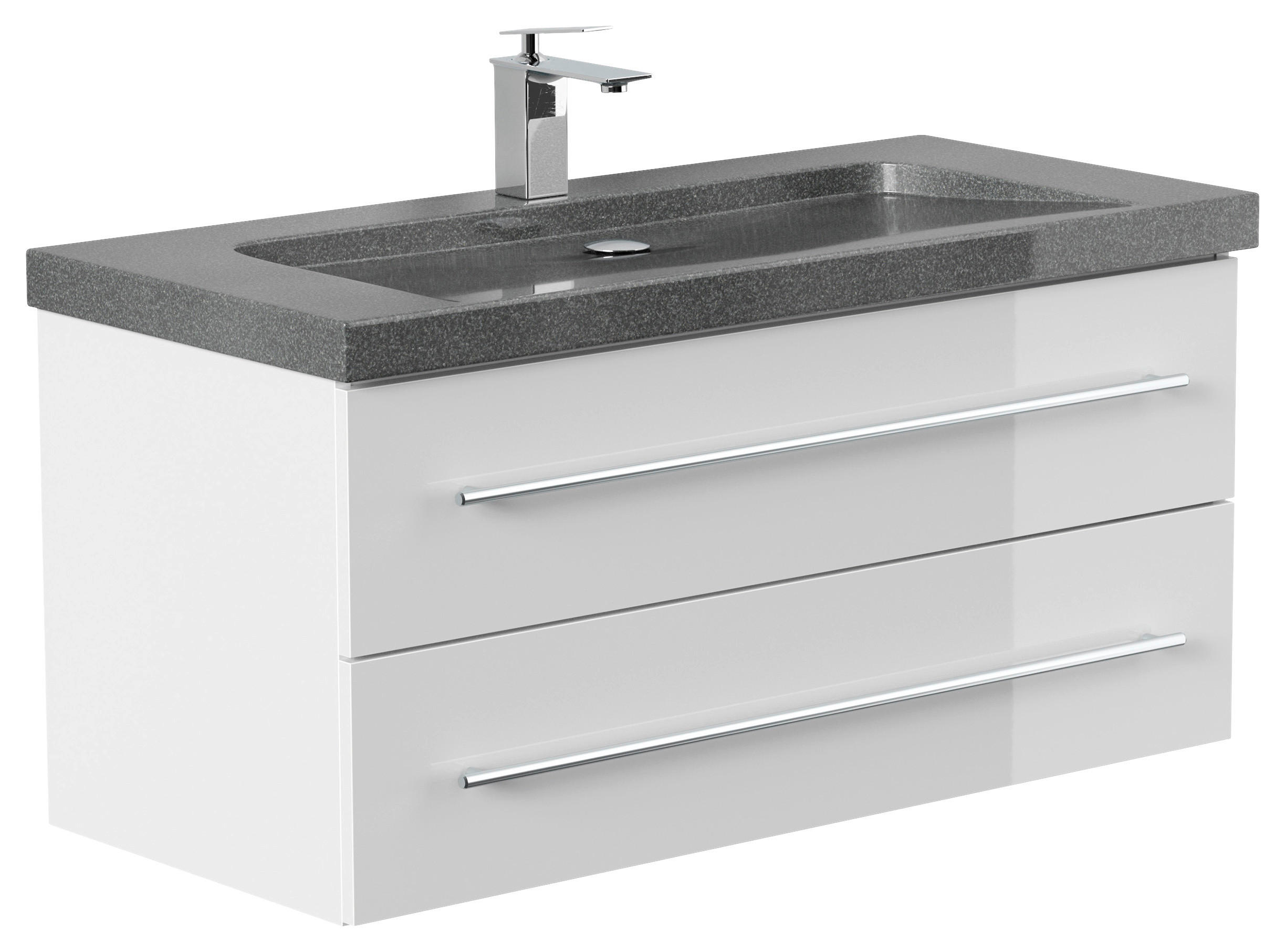 WASCHTISCHKOMBI 100 cm  - Weiß Hochglanz, Basics, Holzwerkstoff/Stein (100cm) - MID.YOU