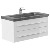 WASCHTISCHKOMBI 100 cm  - Weiß Hochglanz, Basics, Holzwerkstoff/Stein (100cm) - MID.YOU