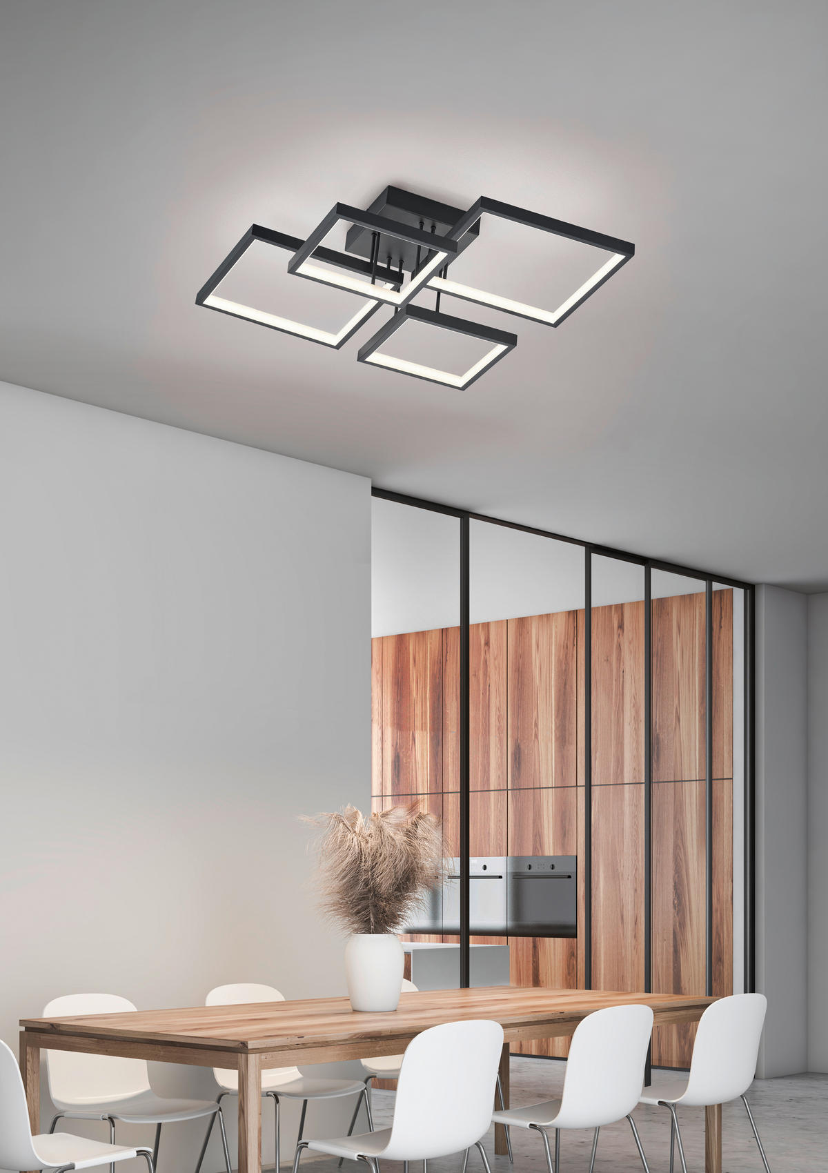 LED-DECKENLEUCHTE - Schwarz/Weiß, Basics, Kunststoff/Metall (52,5/16,0/52,5cm) - Trio Leuchten