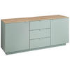 SIDEBOARD Lahore  in 180/77/44 cm  - Salbeigrün/Silberfarben, Design, Holzwerkstoff/Metall (180/77/44cm) - MID.YOU