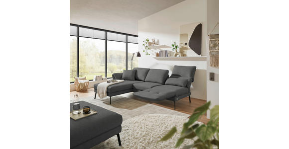ECKSOFA  in Flachgewebe Dunkelgrau  175-224/255-365 cm  - Dunkelgrau/Schwarz, Design, Textil/Metall (175-224/255-365cm) - Dieter Knoll