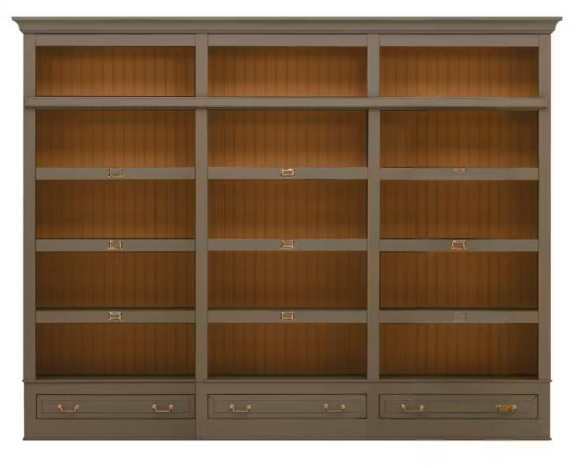 BÜCHERWAND Pinie massiv Grau  - Bronzefarben/Grau, LIFESTYLE, Holz/Metall (311/238,5/46,5cm) - Livetastic