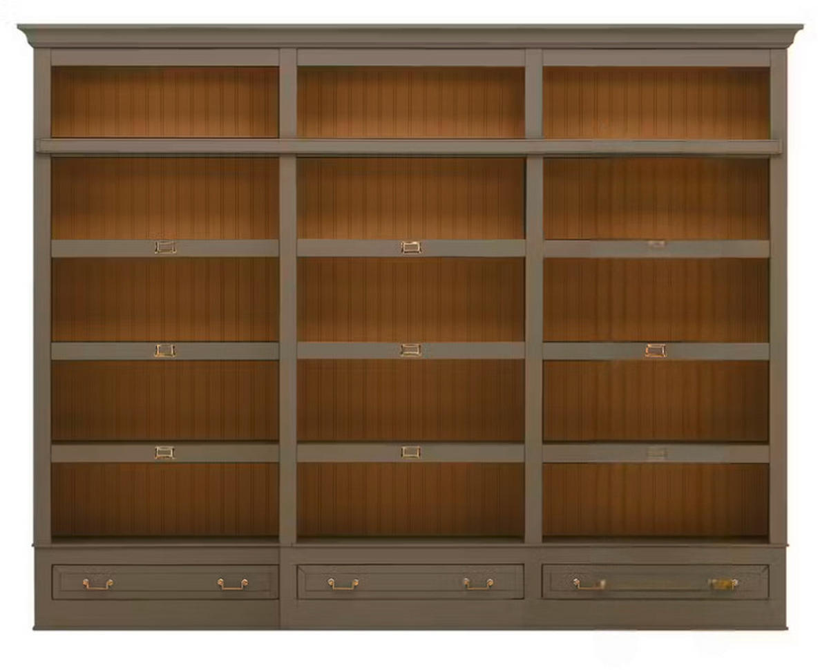BÜCHERWAND Pinie massiv Grau  - Bronzefarben/Grau, LIFESTYLE, Holz/Metall (311/238,5/46,5cm) - Livetastic