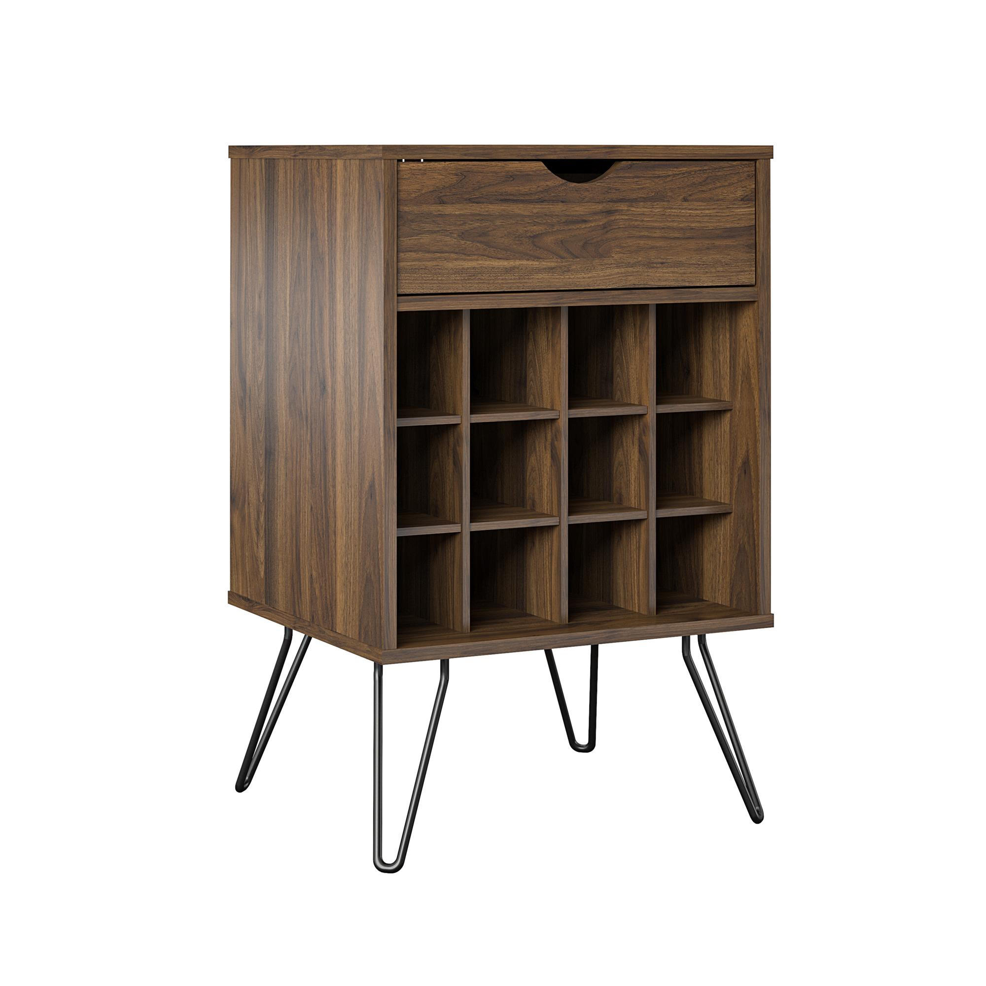 WEINREGAL  - Walnussfarben/Schwarz, Design, Holzwerkstoff/Metall (51/80/45cm) - MID.YOU