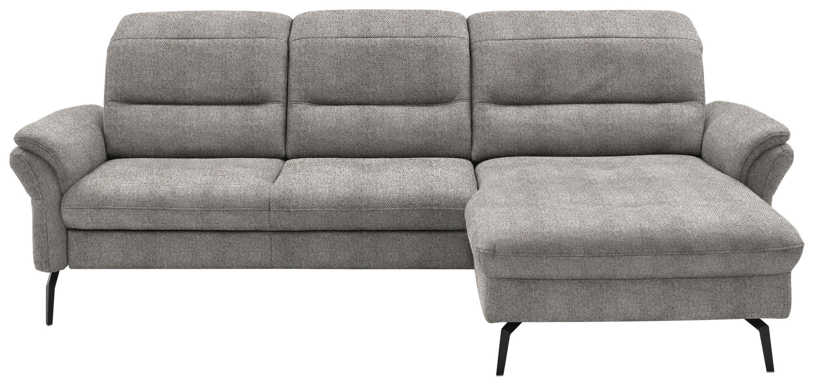 ECKSOFA in Flachgewebe Graubraun  - Graubraun/Schwarz, Konventionell, Textil/Metall (260/181cm) - Beldomo Speed