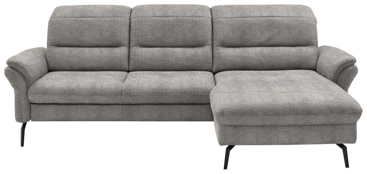ECKSOFA in Flachgewebe Graubraun  260/181 cm  - Graubraun/Schwarz, KONVENTIONELL, Textil/Metall (260/181cm) - Beldomo Speed