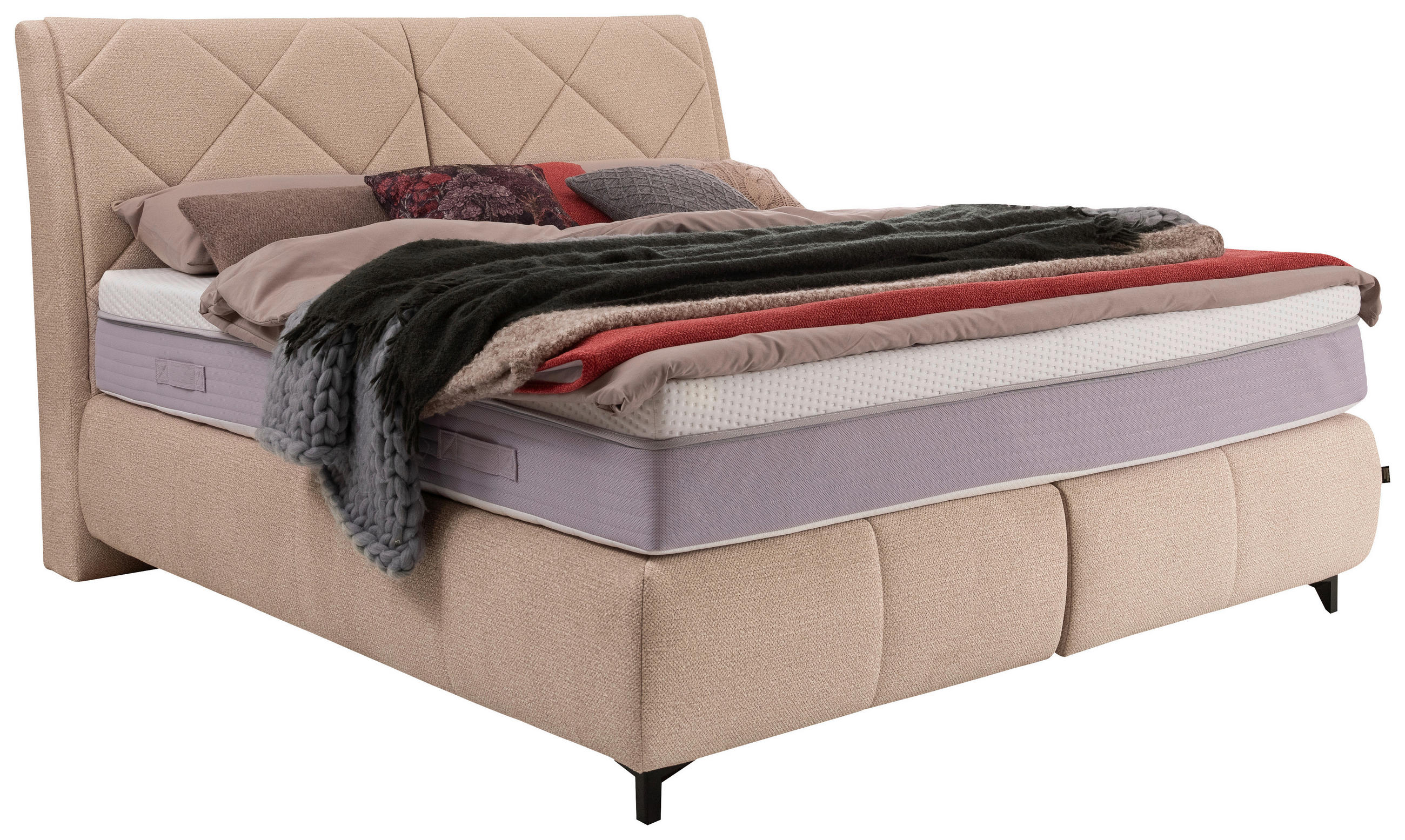 POSTELJA BOXSPRING 180 cm   x 200 cm  , tekstil bež  - črna/bež, Design, kovina/tekstil (180/200cm) - Dieter Knoll