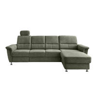 ECKSOFA in Chenille Grün  - Chromfarben/Grün, Konventionell, Textil/Metall (292/165cm) - Livetastic
