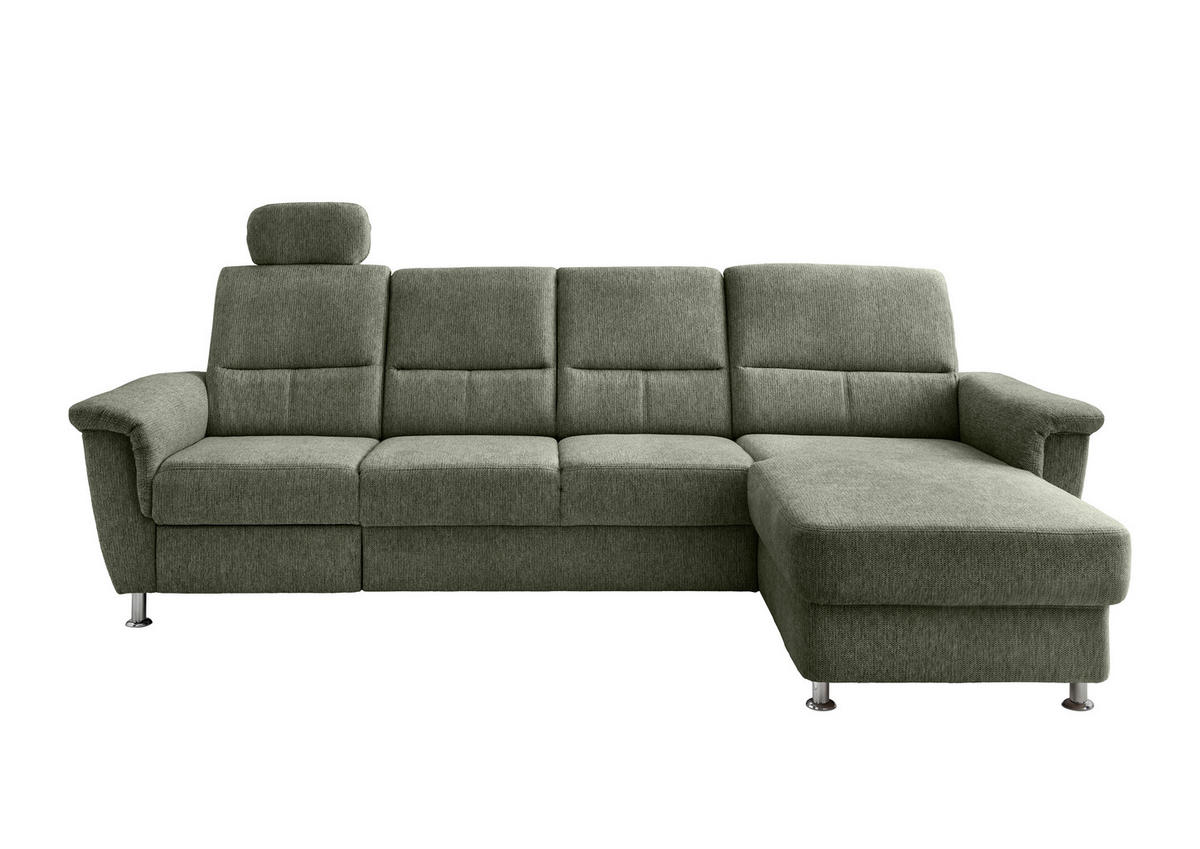 ECKSOFA in Chenille Grün  - Chromfarben/Grün, Konventionell, Textil/Metall (292/165cm) - Livetastic