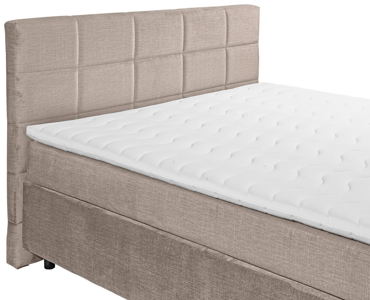 BOXSPRINGBETT 180/200 cm  in Creme  - Creme/Schwarz, Design, Holzwerkstoff/Kunststoff (180/200cm) - Xora