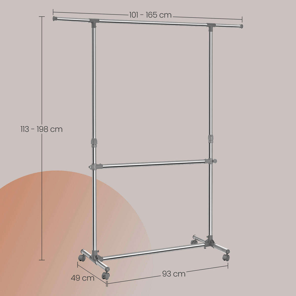 KLEIDERSTÄNDER in Eschefarben 93/113-198/49 cm   - Eschefarben, Basics, Kunststoff/Metall (93/113-198/49cm)