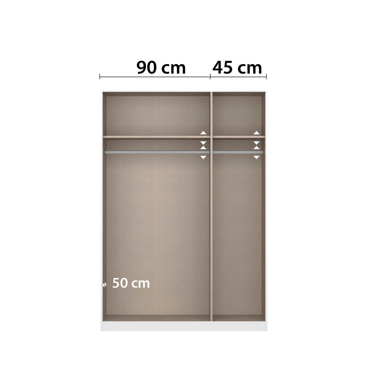 DREHTÜRENSCHRANK 136/210/54 cm 3-türig Weiß  - Chromfarben/Weiß, MODERN, Glas/Holzwerkstoff (136/210/54cm) - Rauch Möbel