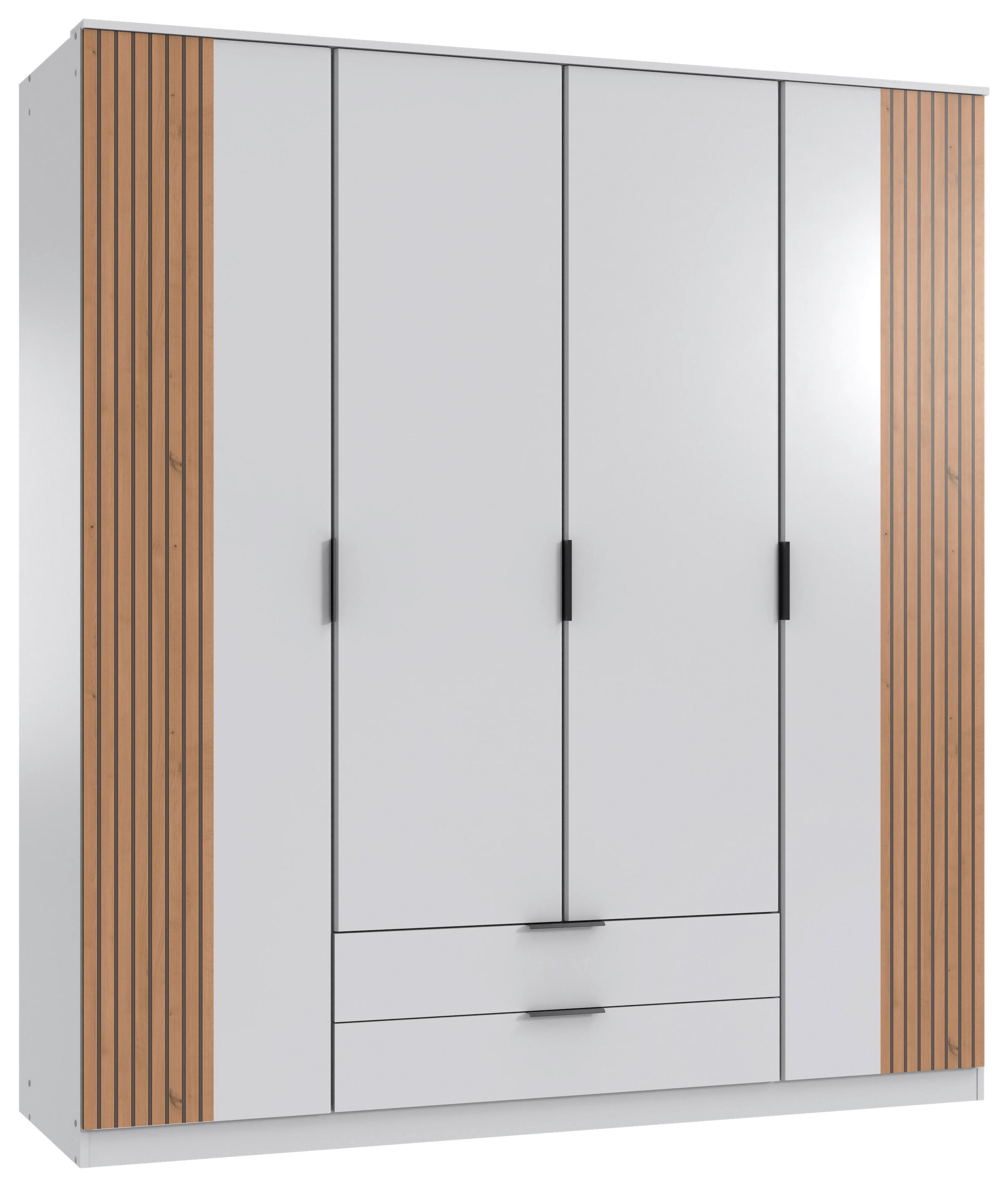 KLEIDERSCHRANK in Weiss, Eiche Artisan  - Weiss/Schwarz, Konventionell, Holzwerkstoff/Metall (180/199/58cm) - Boxxx