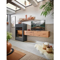 WOHNWAND  in Anthrazit, Eichefarben 299/148/44 cm  - Eichefarben/Anthrazit, Natur, Glas/Holz (299/148/44cm) - Valnatura
