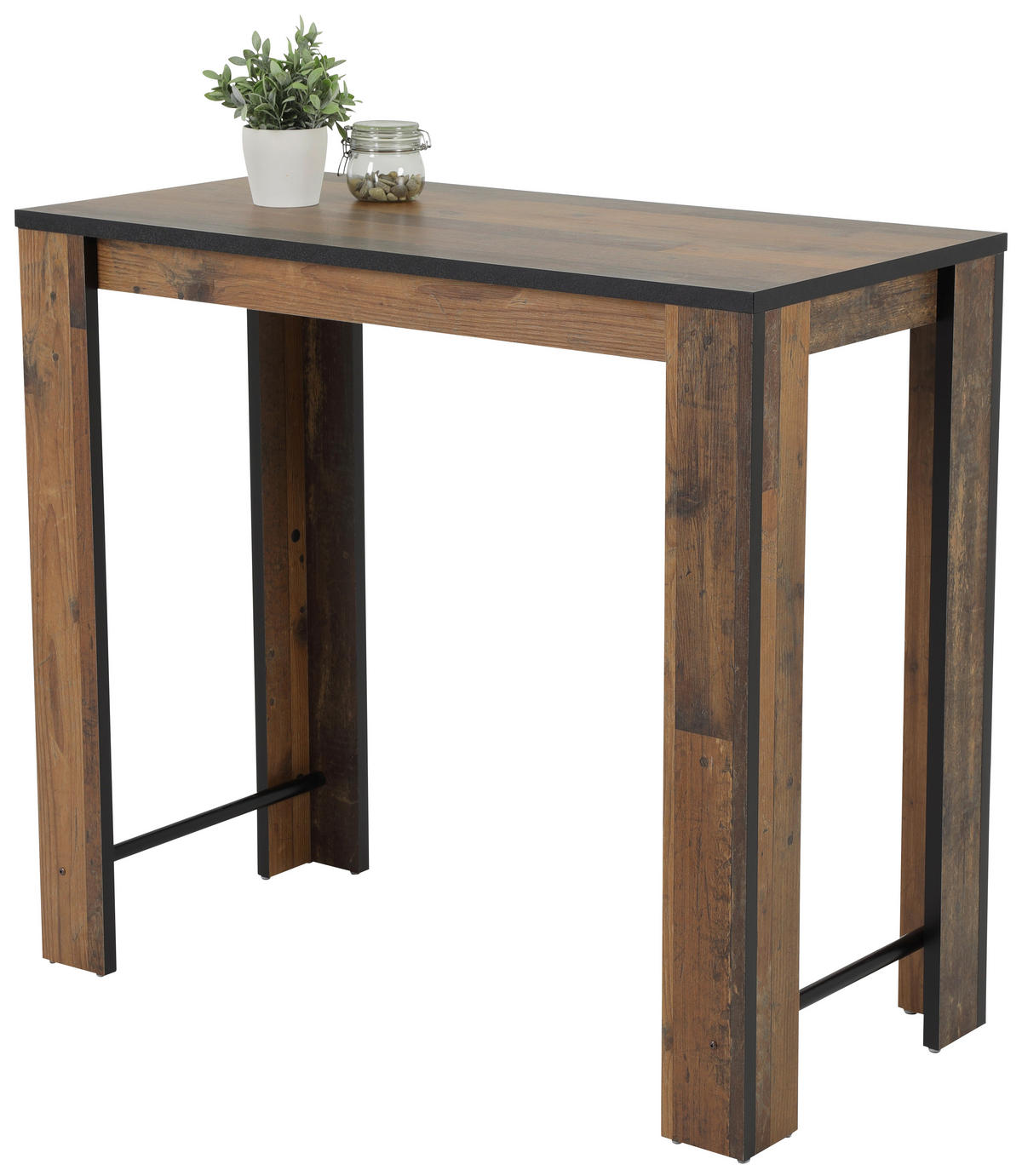 BARTISCH rechteckig Schwarz, Dunkelbraun  - Dunkelbraun/Schwarz, MODERN, Holzwerkstoff/Metall (120/58/108cm) - Carryhome