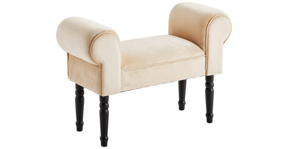 HOCKER Samt Kiefer Schwarz, Beige - Beige/Schwarz, Trend, Holz/Textil (76/54/30cm) - Xora