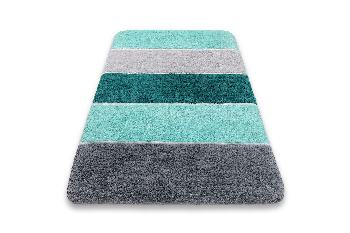 BADTEPPICH Grau, Grün, Türkis 70/120 cm  - Türkis/Grau, Basics, Kunststoff/Textil (70/120cm) - WECON HOME