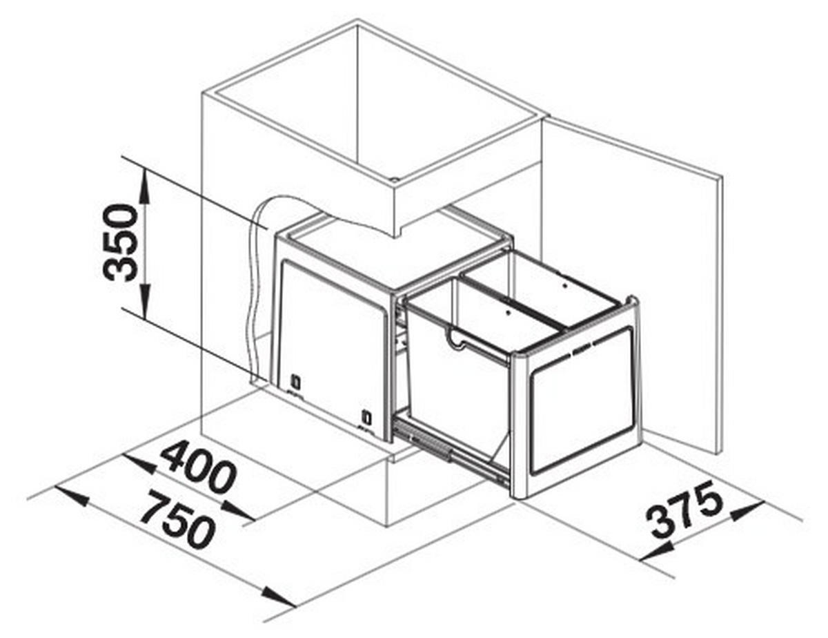 EINBAUABFALLSAMMLER 26 L  - Anthrazit, Basics, Kunststoff (37,5/35/40cm) - Blanco