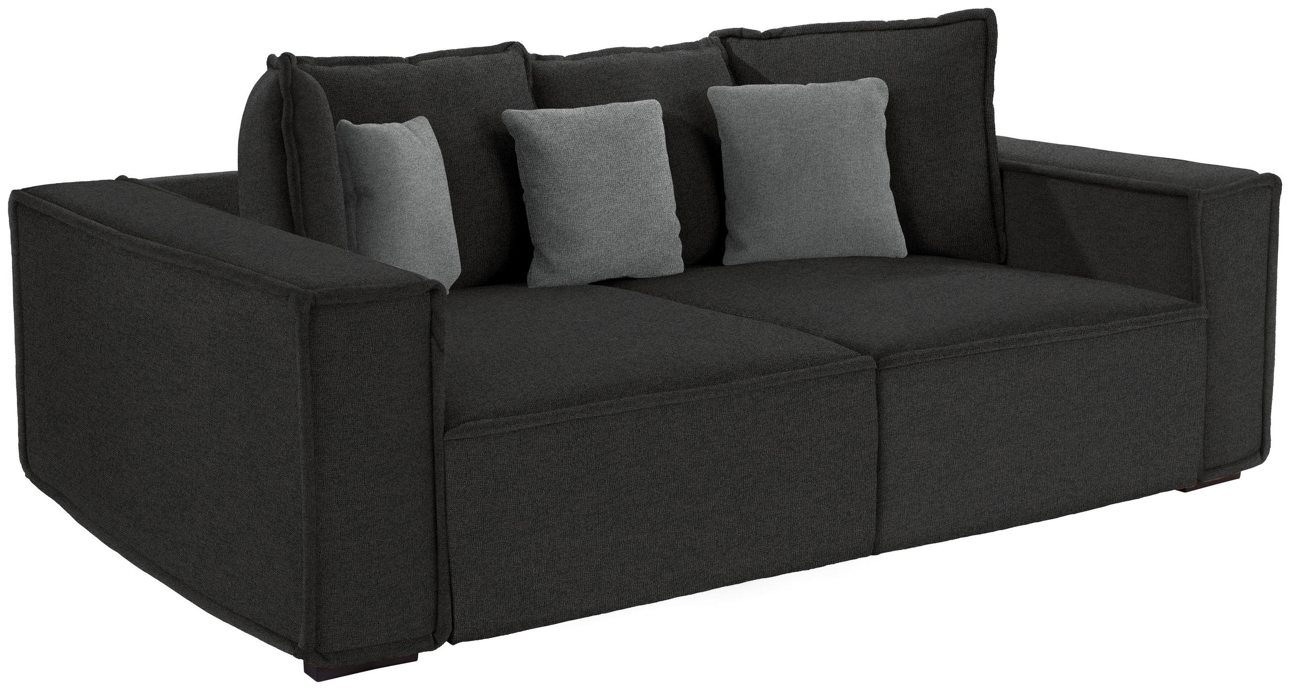 Thumbnail - Mid.you Bigsofa, Anthrazit, Grau, Holz, massiv, Hartholz, 3-Sitzer, 244x62x117 cm, Made in EU, Armteil links, rechts, Wo...