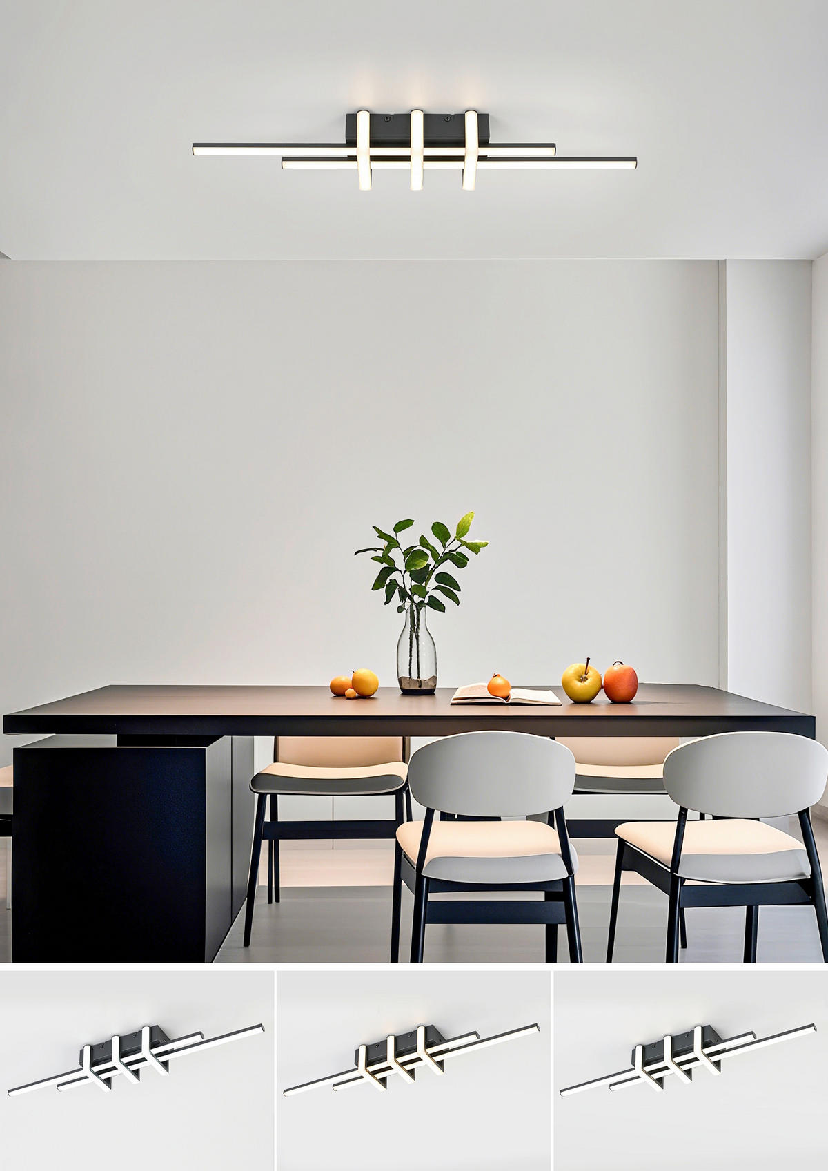 DECKENLEUCHTE    62/10,5/8 cm  - Schwarz, Trend, Kunststoff/Metall (62/10,5/8cm) - Collett's Monde