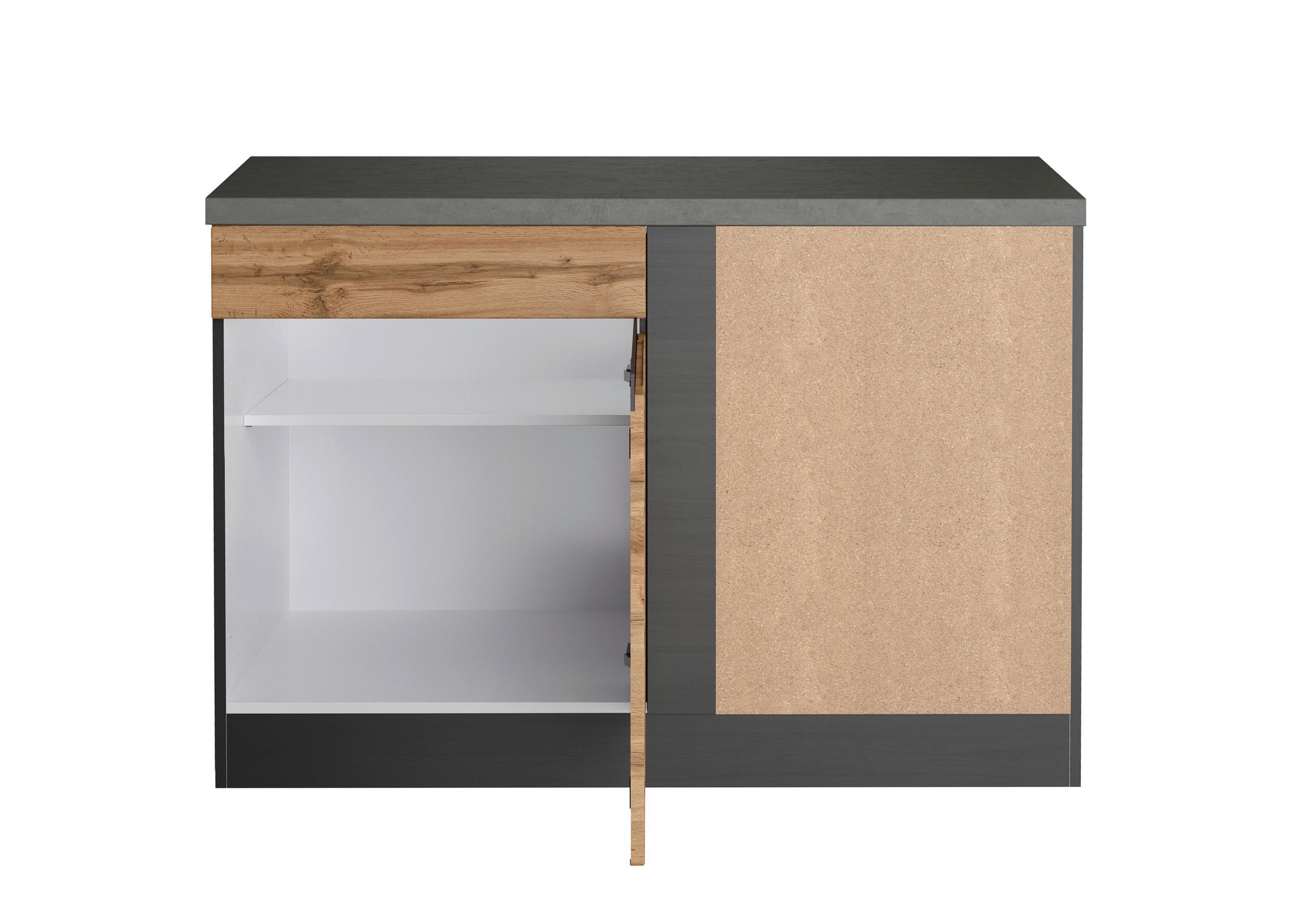 ECKUNTERSCHRANK 120/86/60 cm  in Graphitfarben, Eiche Wotan  - Eiche Wotan/Graphitfarben, Design, Holzwerkstoff (120/86/60cm) - Held
