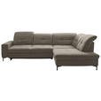 ECKSOFA  in Chenille Hellbraun  310/240 cm  - Hellbraun/Schwarz, Design, Textil/Metall (310/240cm) - Xora