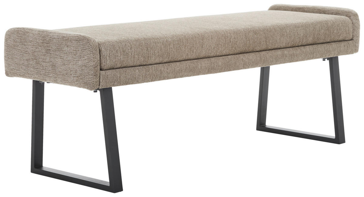 HOCKERBANK 140/51/49 cm Webstoff Taupe, Schwarz  - Taupe/Schwarz, Design, Textil/Metall (140/51/49cm) - Novel