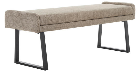 HOCKERBANK 140/51/49 cm Webstoff Schwarz, Taupe - Taupe/Schwarz, Design, Textil/Metall (140/51/49cm) - Novel