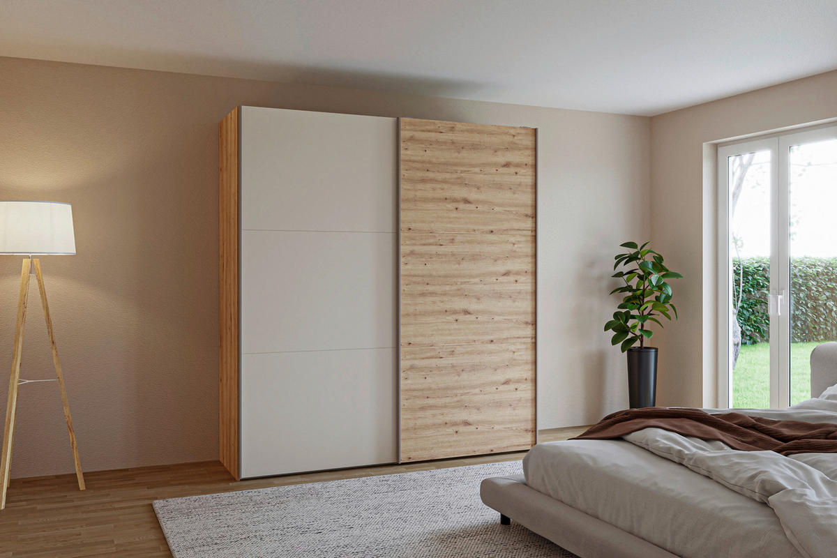 SCHWEBETÜRENSCHRANK 203/220/65 cm 2-türig Kaschmir, Eiche Artisan  - Hellbraun/Kaschmir, Design, Holzwerkstoff/Metall (203/220/65cm) - Jutzler