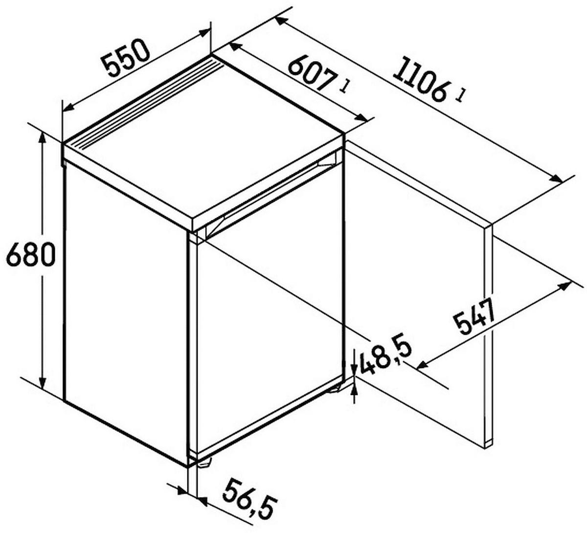 MINIKÜHLSCHRANK 55/68/60,7 cm Re1000-20  - Weiß, Basics, Glas/Kunststoff (55/68/60,7cm) - Liebherr