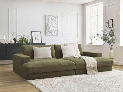 BIGSOFA LEONARD Struktur Grün  - Schwarz/Grün, MODERN, Kunststoff/Textil (234/77/159cm)